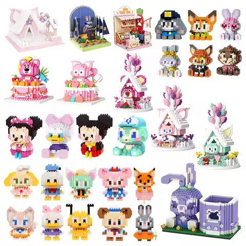 Disney Zootopia Small LinaBell Building Blocks Judy Nick Model Donald Duck Education Lotso Toys Mick