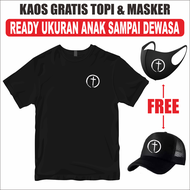 Kaos Rohani Kristen Katolik Gratis Topi dan Masker Logo Salib kecil