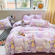 [ XẢ KHO ]  SET 4 món Cotton Poly nhập khẩu ( Kẻ caro xanh )--- miễn phí bo chun drap ga giường