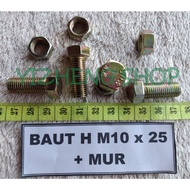 H M10 x 25 BOLT + NUT (1 SET)