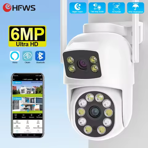 O-Kam Pro 6MP PTZ Security Camera Outdoor WiFi Dual Screen Two-Way Audio 10X Digital Zoom, Human Det