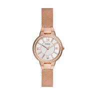 Fossil Women'S Virginia Three-Hand Rose Gold-Tone Stainless Steel Mesh Watch - Es5111