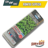 HIJAU MATA KMC Z510HX Chain 1/8 Single Speed BMX Fixie Track Bike Chain 116 Green Black Eyes