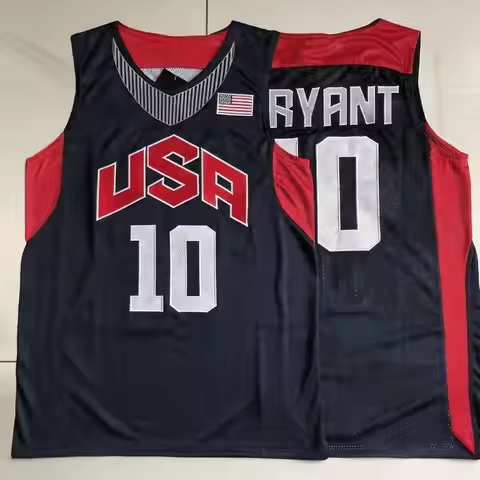 2 Colors Dream Team 10# Bryant Basketball Jerseys Navy White All Stitched Throwback