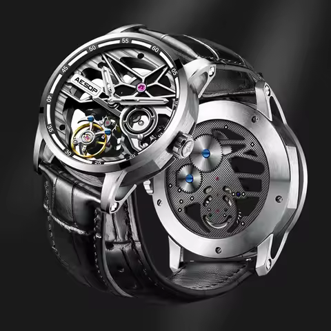 AESOP Tourbillon Watches Luxury Skeleton Mechanical Men's Wristwatch Sapphire Glass Luminous Waterpr