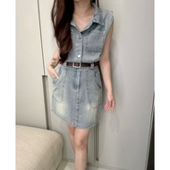 Ndudshop - Denim dress + belt (Code: 5630) – Dress Wanita – Dress Wanita – Denim Dress Wanita – Impo