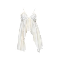 สีขาวไม่สม่ําเสมอ V คอ Strapless Tank Top สําหรับผู้หญิงแฟชั่นฤดูร้อนการออกแบบที่ไม่ซ้ํากัน Super Co