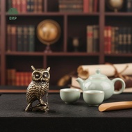 [EKP] Vintage Brass Owl Statue Ornament Cute Handcrafted Desktop Decor for Home Office Living Room S