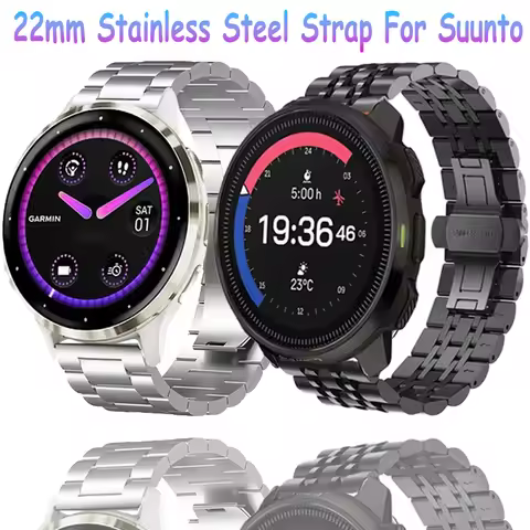 22mm Stainless Steel Strap For Suunto 5 Peak/9 Peak Pro DLC Metal Durable Wristband For Suunto Race 