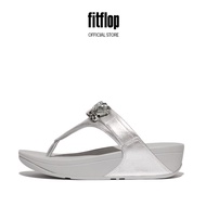 FitFlop LULU Jewel-Deluxe Metallic-Leather Toe-Post Sandals - Silver (HT8-011)