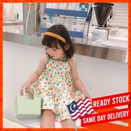 [OVV] Dress Kanak-Kanak Dress Hijau Dress Putih Hijau Girl Dress White Green Dress Kids Sleeveless D