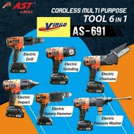 AS691 CORDLESS MESIN Original'C Multifungsi Baterai 6 In 1 Bor Gerinda