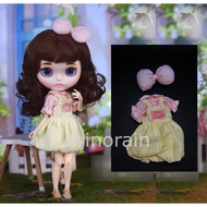 12" Blythe Doll ob24 Clothes Pink and Yellow Bow Dress Set Azone Licca