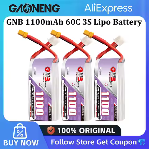 GNB 3S 1100mAh 60C/120C 11.4V Lipo Battery XT30 for FPV Quadcopter Drone Aircraft Helicopter