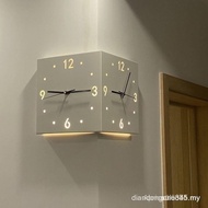 【In stock】Ins Style Corner Clock Double-Sided Wall Clock Living Room Creative Simple Modern Double-S
