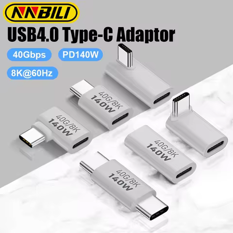 NNBILI 140W 40Gbps OTG Type C Adapter 90 degree USB C to Type C Fast Charging USB3.1 Data Transfer A