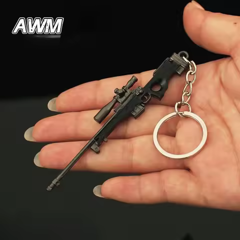 PUBG Mobile Alloy Mini Gun Mini AWM Sniper Rifle Model Pendant Metal Keychain Decorative Soldier Pro