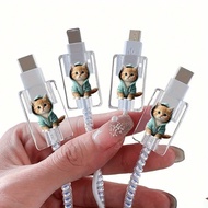 4pcs Cat Protector, Suitable Compatible With Apple IOS Phone Charging Cable Fixation Clip Protective