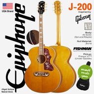 Epiphone® Inspired by Gibson J-200 All Solid กีตาร์โปร่งไฟฟ้า ทรงจัมโบ้ All Solid ทั้งตัว ไม้หน้า Sp