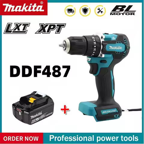 100% Original Makita 18V 5Ah 6Ah 9Ah Lithium Battery & Charger, Replacement Battery for DDF487 Cordl