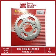 Gear Belakang GRAND 34T (KIYOKO) - Gigi Tarik Ger Gir Roda Belakang Rear Sprocket HONDA ASTREA STAR