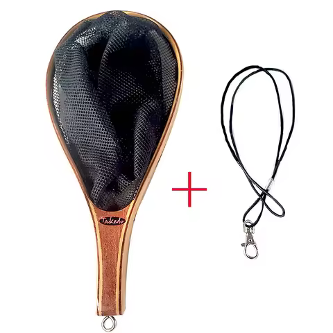 TAKEDO-Fly Fishing Net, Bamboo Straight Handle Landing Net, Stream Catch, Raft Fishing, Urltra-Light