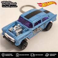 GANTUNGAN Hot Wheels 55 Chevy Bel Air Gasser Tri Five Terror KEYRING - BLUE - biru - KEYCHAIN - CUST