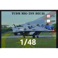 1/48 TUDM/RMAF MiG-29N water slide decal