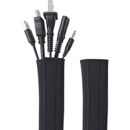 Hook and Loop Cable Sleeve by Wrap-It Storage - 48" x 4.5" (2-Pack) Black - Cut to Size Cord Organiz