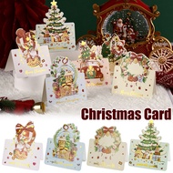 Cartoon Christmas Card Santa Claus Snowman Blessing Postcard Folding Hot Stamping Gift Card Home Christmas Party Supplies