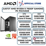 JUSTIT AMD R5 7500F BASIC GAMING PC PACKAGE ( 16GB D5 / 240GB & 480GB / GTX1650 SUPER & RTX3050 6GB 