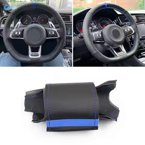 For VW Golf 7 GTI Golf R MK7 Passat B8 Polo Scirocco 2015 2016 Car Steering Wheel Cover Trim Black L