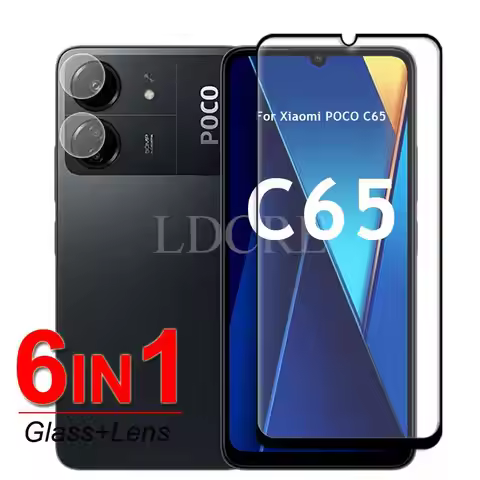 For Xiaomi POCO C65 Glass For POCO C65 Tempered Glass Full Glue Screen Camera Lens Protector Film PO