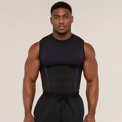 Men's New Summer Nylon Knit Tank Top Breathable Lightweight Casual Fitness Running Training Muscle F