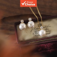 L69 Classic Pearl Pendant Necklace for Women Stainless Steel 18k Gold-plated