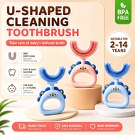 Children's U-shaped Silicone Toothbrush with Food-grade Bristles and Mouth Protection Suitable for B