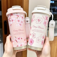 500ml Flower Thermos Bottle Thermal Mug Stainless Steel Insulated Coffee Tumbler with Handle Vacuum 