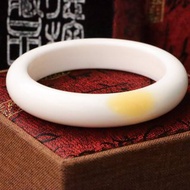 天然半玉化硨磲手鐲 寬14.2mmx 57.9cm 帶黃硨磲 佛教七寶 硨磲