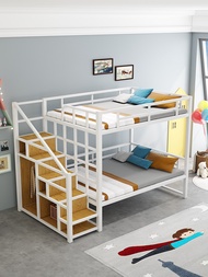 Loft iron art elevated bed apartment bunk bed compound bunk bed and bed table thickened bunk bed.