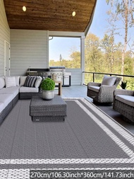 Outdoor Camping Rug, Double-Sided Portable Plastic Woven Mat For Camping, RV, Patio, Deck, Porch, Ba