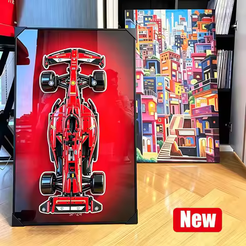 Premium Wall‑Mount Background Display Frame Compatible with LEGO 42207 Ferrari SF‑24 F1 Race‑Car Bui