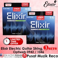 Elixir 3 Pack Optiweb Coated Electric Guitar String SET 0942 1046 Light Elixir 16571 16572 Tali Gita