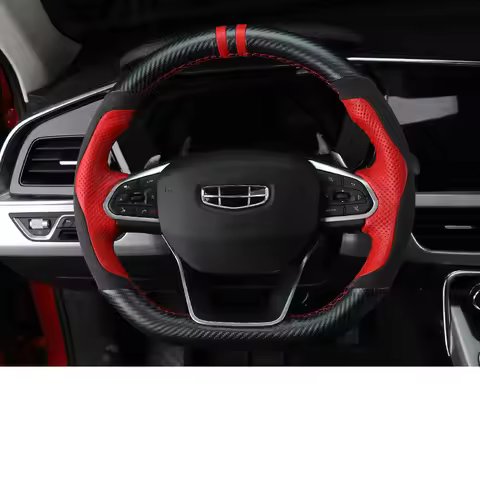 Genuine Leather for Geely Tugella Coolray Belgee X50 Hand Sewing Steering Wheel Cover Protection She