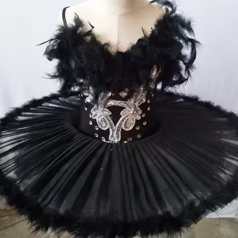 professional ballet tutu Girls white black swan adult ballet costume kids women feather adult ballet