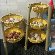 3-tier bamboo shelf, 3-tier bamboo shelf, 3-tier smoked bamboo shelf with bamboo legs