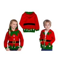 MERAH Merry Christmas ELF Red Fullprint Kids Zipper Hoodie Jacket