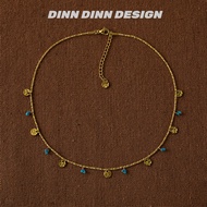 DINN DINN DESIGN | สร้อยคอประดับดอกไม้เล็กแบบพิมพ์ลายสไตล์รีสอร์ท
