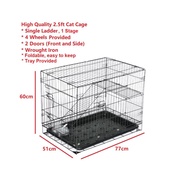 KINTONS (CC305M-K) High Quality 2.5 Feet Cat Cage (77Lx51Wx60H cm), Sangkar Kucing Berkualiti 2.5 ka