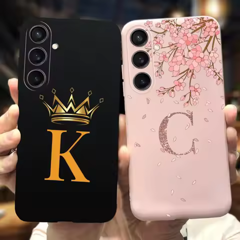 For Samsung Galaxy A25 Case A15 A35 2023 Back Cover Cute Initial Letters Shockproof Bumper For Samsu