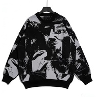Crewneck Knitwear Sweater Abstract Graphic Design Face Premium Unisex Fleece Sweater
